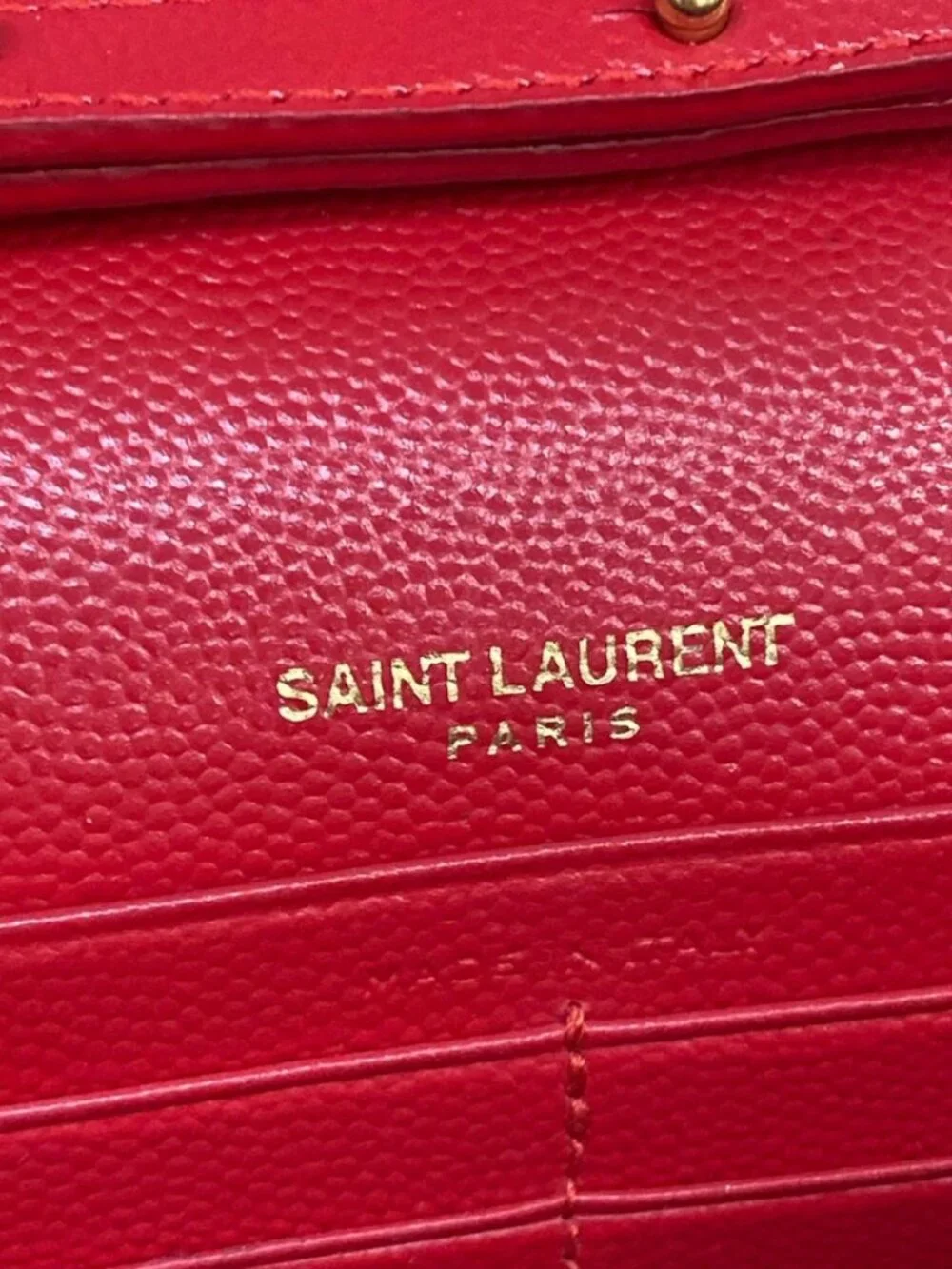 SAINT LAURENT PARIS Monogram Chain Wallet 377828 Red Leather Other Style Wallet - Picture 6 of 12